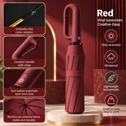 Automatic Folding Umbrella with Rotating Clasp Handle