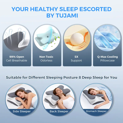 Cooling Memory Neck Pillow, Adjustable Ergonomic Memory Foam Neck Pillows, Cervical Support