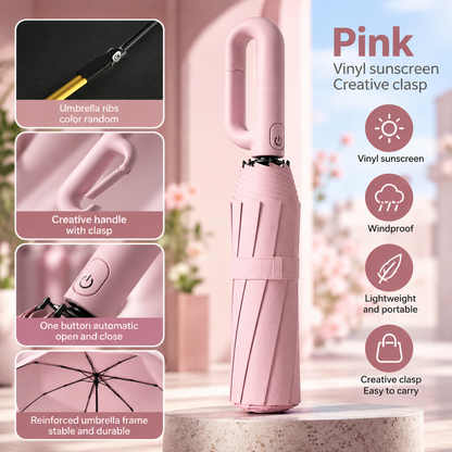 Automatic Folding Umbrella with Rotating Clasp Handle