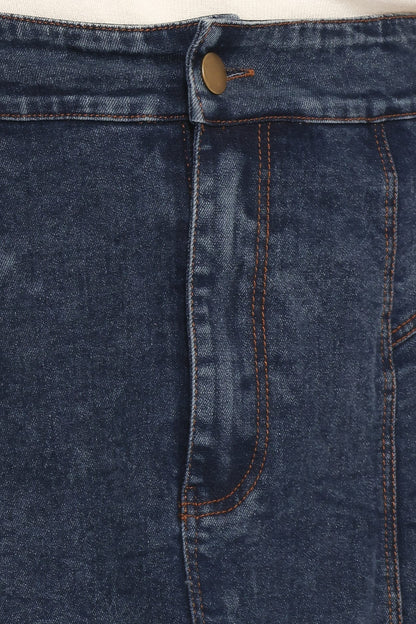 Alek Pleated Mini Skirt - Mid Wash Denim